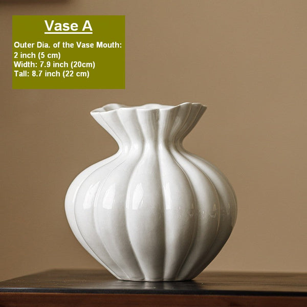 Handmade Water Holding Flower Vases, Modern Flower Vase Centerpiece on Table, Porcelain Flower Vases, Ceramic Bouquet Vases-Art Painting Canvas