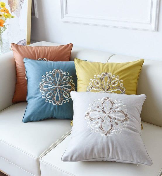 Flower Pattern Decorative Throw Pillows, Modern Sofa Pillows, Contemporary Throw Pillows, Large Decorative Pillows for Living Room-Art Painting Canvas