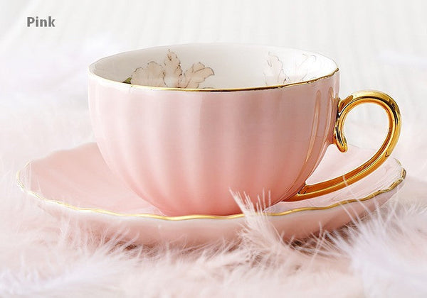 Beautiful British Tea Cups, Unique Traditional Afternoon Tea Cup and Saucer, Elegant Ceramic Coffee Cups, Royal Porcelain Tea Cup Set-Art Painting Canvas