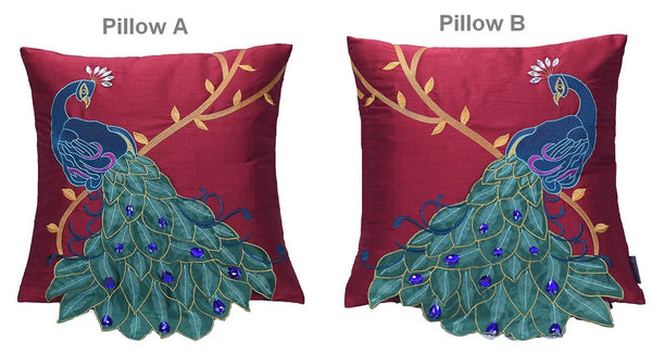 Embroider Peacock Cotton and linen Pillow Cover, Beautiful Decorative Throw Pillows, Decorative Sofa Pillows, Decorative Pillows for Couch-Art Painting Canvas
