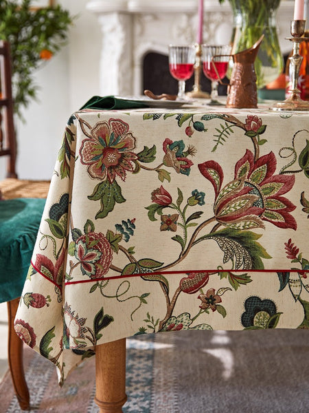 Spring Flower Table Cover for Kitchen, Large Modern Rectangular Tablecloth Ideas for Dining Room Table, Rustic Garden Floral Tablecloth for Round Table-Art Painting Canvas