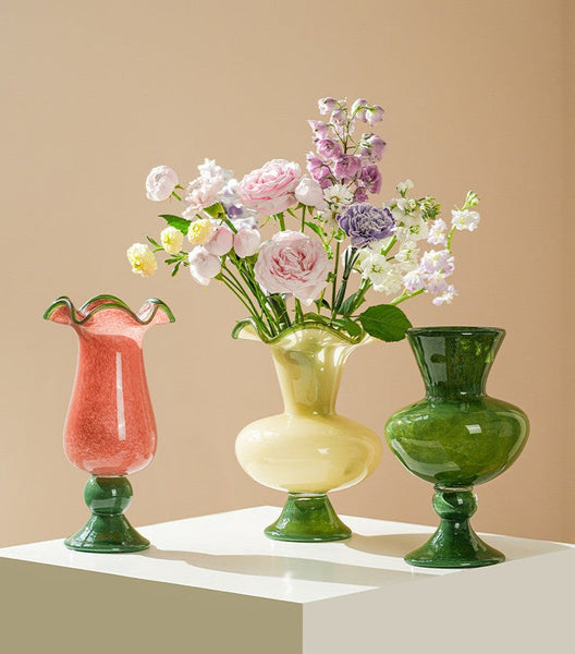 Contemporary Vase for Modern Home Decor, Unique Modern Glass Vase, Modern Glass Flower Vases, Handmade Liuli Vases, Centerpiece Vases on Table-Art Painting Canvas