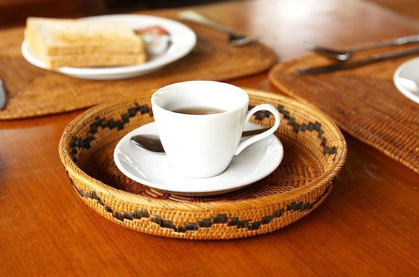 Indonesia Hand Woven Storage Basket, Natural Fiber Decorative Baskets, Small Rustic Food Basket