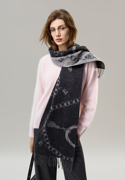 Holiday Women Scarf, Christmas Gifts for Her, Modern Wool Scarf, Warm Winter Scarf, Cold Weather Scarf, Fashion Scarf, Soft Cashmere Scarf for Girls, Elegant Designer Scarf-Art Painting Canvas