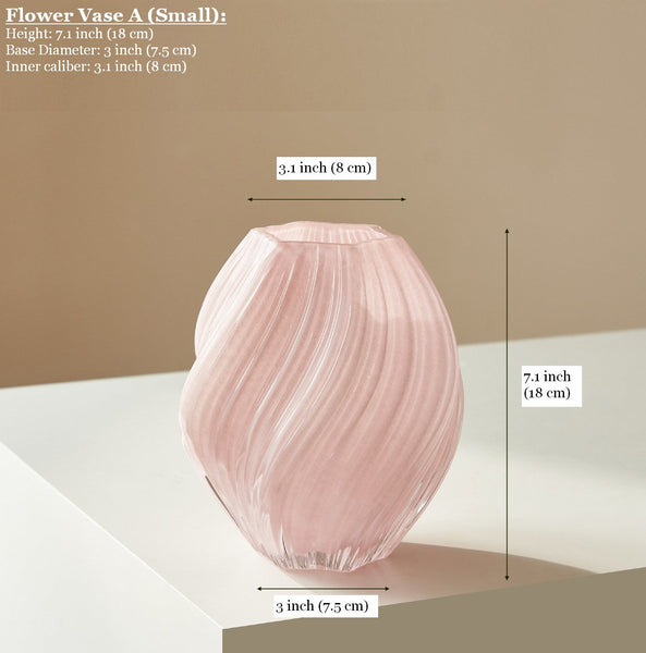 Handmade Contemporary Glass Vases, Mid Century Pink Vases for Flowers, Modern Vases for Living Room, Unique Decorative Glass Vase, Centerpiece Vases on Table-Art Painting Canvas