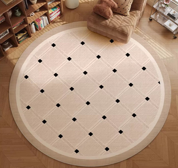 Bedroom Circular Modern Rugs, Mid Century Modern Rugs under Chairs, Geometric Round Rugs for Dining Room, Contemporary Modern Rugs-Art Painting Canvas