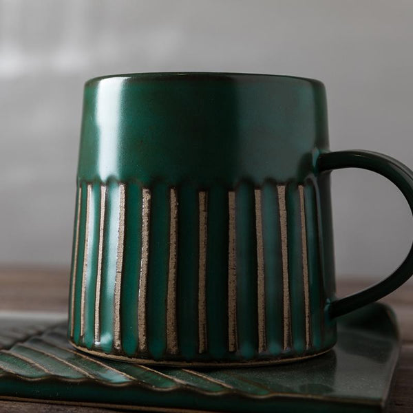 Latte Coffee Cup, Cappuccino Coffee Mug, Coffee Cup and Saucer Set, Large Coffee Cup, Pottery Coffee Cups-Art Painting Canvas