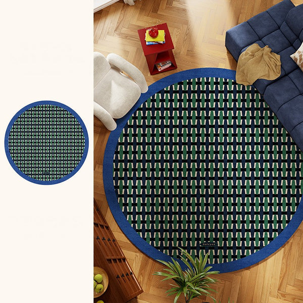 Abstract Contemporary Round Rugs under Chairs, Mid Century Circular Rugs for Bedroom, Modern Rugs for Dining Room, Geometric Modern Rugs for Living Room-Art Painting Canvas