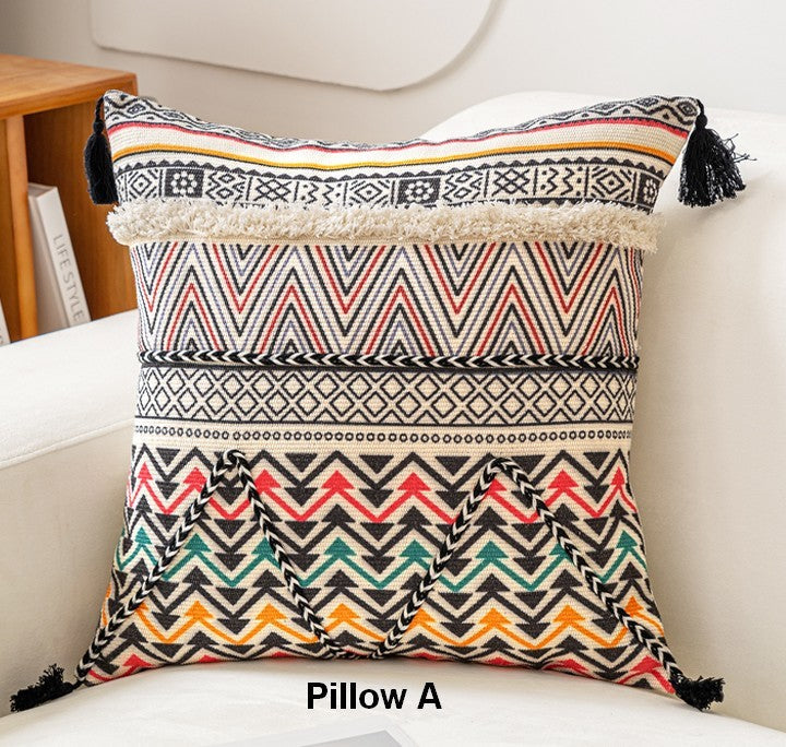 Decorative Throw Pillows for Living Room, Bohemian Decorative Sofa Pillows, Geometric Modern Pillows, Oriental Square Pillows for Couch-Art Painting Canvas