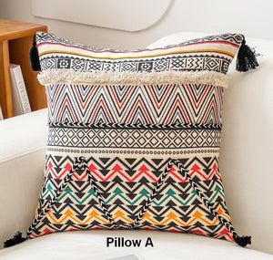 Decorative Throw Pillows for Living Room, Bohemian Decorative Sofa Pillows, Geometric Modern Pillows, Oriental Square Pillows for Couch-Art Painting Canvas