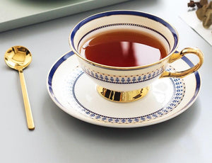 British Tea Cups, Porcelain Coffee Cups, Latte Coffee Cups, Tea Cups and Saucers, Coffee Cups with Gold Trim and Gift Box-Art Painting Canvas