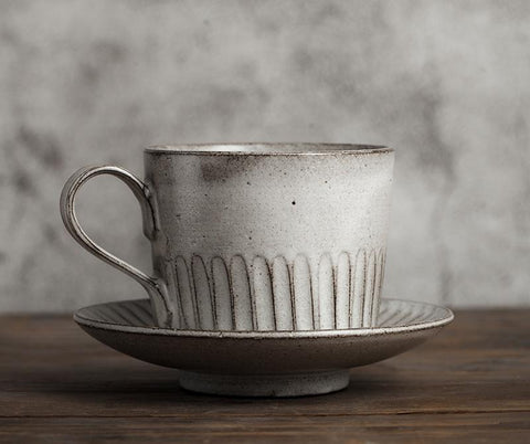 Latte Coffee Cup, Ceramic Coffee Cup, Pottery Coffee Cups, Breakfast Milk Cup, Cappuccino Coffee Mug, Coffee Cup and Saucer Set-Art Painting Canvas