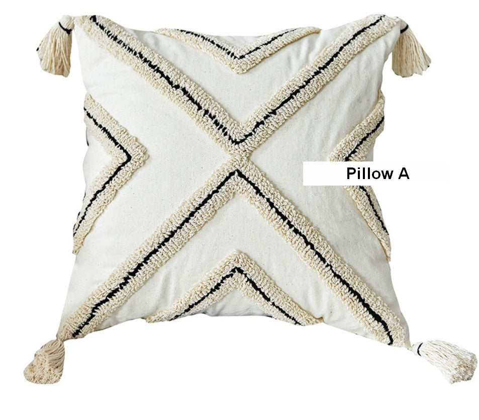 Beige Decorative Throw Pillows, Geometric Square Modern Throw Pillows for Couch, Contemporary Throw Pillow for Interior Design-Art Painting Canvas