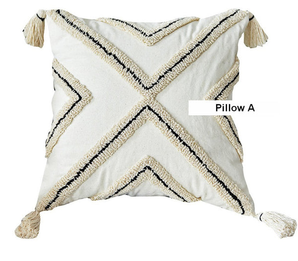 Beige Decorative Throw Pillows, Geometric Square Modern Throw Pillows for Couch, Contemporary Throw Pillow for Interior Design-Art Painting Canvas