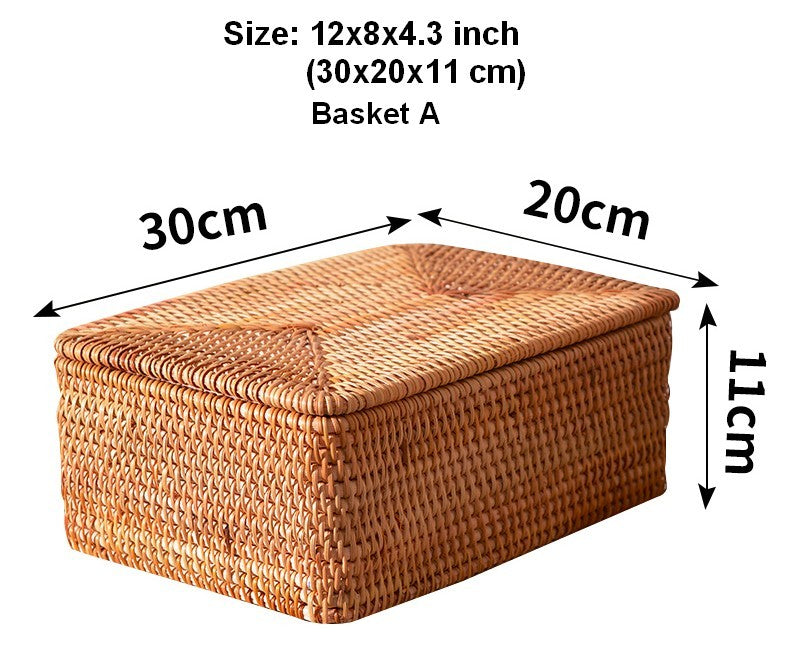 Extra Large Woven Rattan Storage Basket for Bedroom, Rattan Storage Baskets, Rectangular Woven Basket with Lid, Storage Baskets for Shelves-Art Painting Canvas