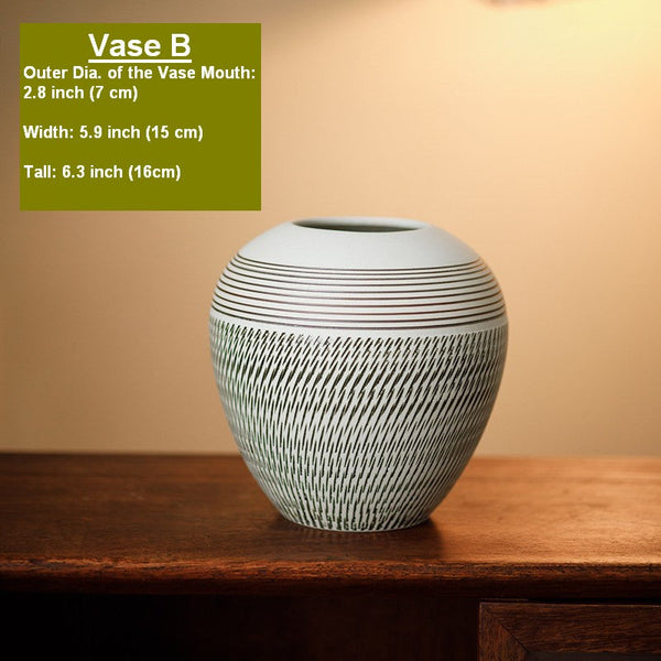 Pottery Flower Vases Urn, Modern Bouquet Flower Vases, Centerpiece on Dining Table, Large Flower Vase on Table, Handmade Water Holding Flower Vases-Art Painting Canvas