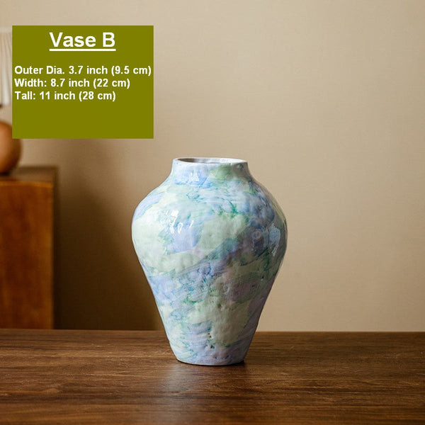 Modern Porcelain Flower Vases, Handmade Water Holding Flower Vases, Centerpiece on Dining Table, Ceramic Bouquet Vases, Flower Vases on Table-Art Painting Canvas