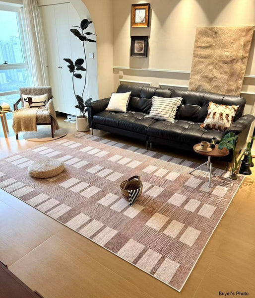 Mid Century Modern Rugs for Bedroom, Contemporary Abstract Rugs under Dining Room Table, Large Modern Rugs for Living Room-Art Painting Canvas