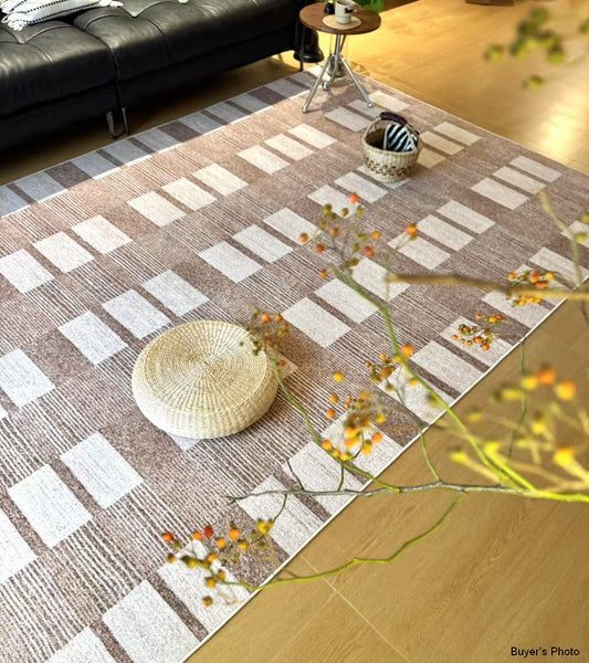 Contemporary Abstract Rugs under Dining Room Table, Mid Century Modern Rugs for Bedroom, Large Modern Rugs for Living Room-Art Painting Canvas