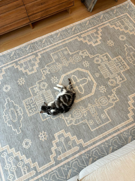 Contemporary Abstract Rugs Next to Bed, Geometric Modern Carpets for Office, Vintage Soft Turkish Rug for Living Room, Large Modern Rugs under Dining Room Table-Art Painting Canvas