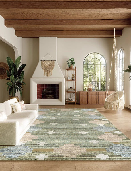 Oversized Area Rugs for Living Room, Morocco Green Rugs for Dining Room, Extra Large Vintage Persian Rugs, Traditional Colorful Moroccan Rug, Vintage Rugs for Bedroom