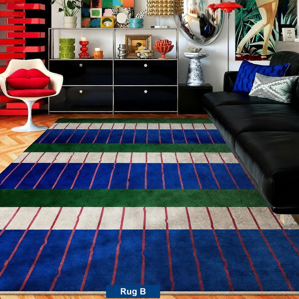 Bedroom Modern Floor Carpet, Blue Modern Rug Designs, Mid Century Modern Rugs, Contemporary Modern Rugs for Dining Room, Living Room Rug Ideas-Art Painting Canvas
