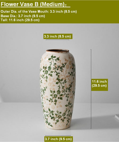 Ceramic Bouquet Vases, Porcelain Flower Vases, Rustic Flower Vases on Table, Dining Table Centerpiece, Handmade Water Holding Flower Vase-Art Painting Canvas