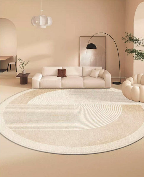 Bedroom Modern Round Rugs, Circular Modern Rugs under Dining Room Table, Contemporary Round Rugs, Geometric Modern Rug Ideas for Living Room-Art Painting Canvas