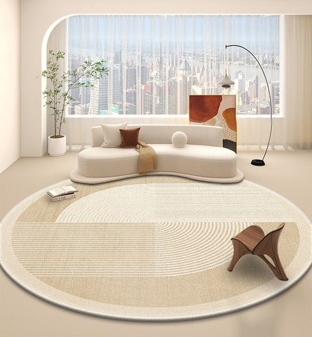 Bedroom Modern Round Rugs, Circular Modern Rugs under Dining Room Table, Contemporary Round Rugs, Geometric Modern Rug Ideas for Living Room-Art Painting Canvas