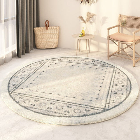 Abstract Contemporary Round Rugs, Circular Modern Rugs under Chair, Modern Round Rugs under Coffee Table, Geometric Modern Rugs for Bedroom-Art Painting Canvas