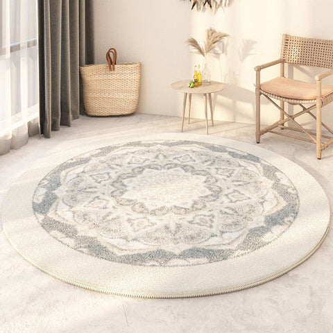 Circular Modern Rugs under Sofa, Modern Round Rugs under Coffee Table, Abstract Contemporary Round Rugs, Geometric Modern Rugs for Bedroom-Art Painting Canvas