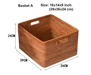 Storage Basket for Shelves, Woven Storage Basket for Toys, Rattan Storage Basket for Clothes, Large Rectangular Storage Basket, Storage Baskets for Bedroom-Art Painting Canvas