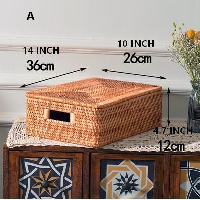 Wicker Rectangular Storage Basket with Lid, Extra Large Storage Baskets for Clothes, Kitchen Storage Baskets, Oversized Storage Baskets for Bedroom-Art Painting Canvas