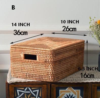 Wicker Rectangular Storage Basket with Lid, Extra Large Storage Baskets for Clothes, Kitchen Storage Baskets, Oversized Storage Baskets for Bedroom-Art Painting Canvas