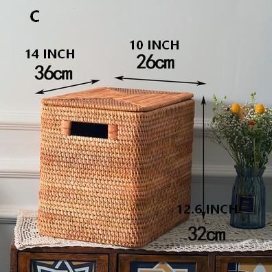 Wicker Rectangular Storage Basket with Lid, Extra Large Storage Baskets for Clothes, Kitchen Storage Baskets, Oversized Storage Baskets for Bedroom-Art Painting Canvas