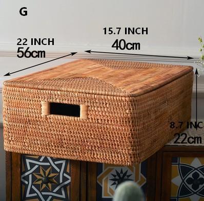 Wicker Rectangular Storage Basket with Lid, Extra Large Storage Baskets for Clothes, Kitchen Storage Baskets, Oversized Storage Baskets for Bedroom-Art Painting Canvas