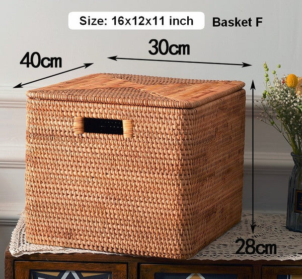 Storage Basket for Shelves, Large Rectangular Storage Basket, Storage Baskets for Kitchen, Woven Storage Basket for Living Room-Art Painting Canvas