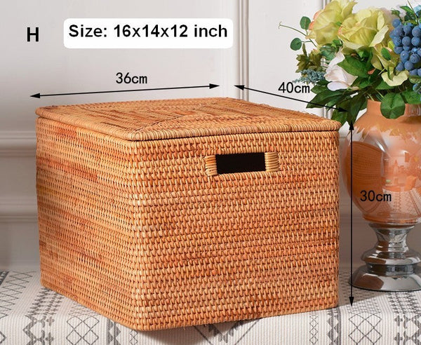 Wicker Rectangular Storage Basket with Lid, Extra Large Storage Baskets for Clothes, Kitchen Storage Baskets, Oversized Storage Baskets for Bedroom-Art Painting Canvas