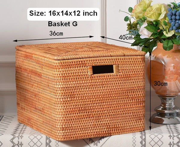 Storage Basket for Shelves, Large Rectangular Storage Basket, Storage Baskets for Kitchen, Woven Storage Basket for Living Room-Art Painting Canvas