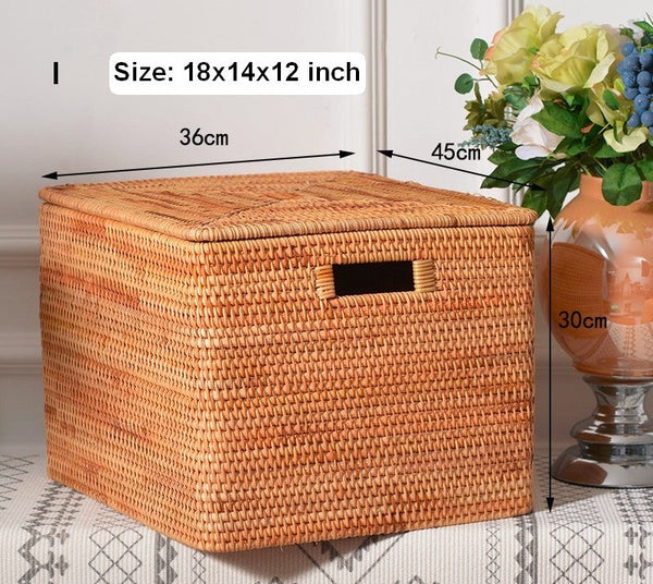 Wicker Rectangular Storage Basket with Lid, Extra Large Storage Baskets for Clothes, Kitchen Storage Baskets, Oversized Storage Baskets for Bedroom-Art Painting Canvas