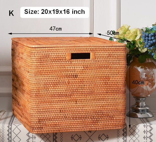 Wicker Rectangular Storage Basket with Lid, Extra Large Storage Baskets for Clothes, Kitchen Storage Baskets, Oversized Storage Baskets for Bedroom-Art Painting Canvas