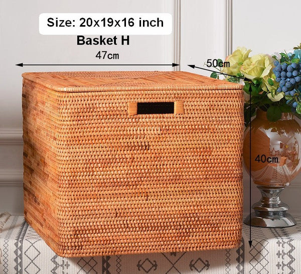 Storage Basket for Shelves, Large Rectangular Storage Basket, Storage Baskets for Kitchen, Woven Storage Basket for Living Room-Art Painting Canvas