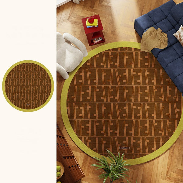 Mid Century Circular Rugs for Bedroom, Abstract Contemporary Round Rugs under Chairs, Modern Rugs for Dining Room, Geometric Modern Rugs for Living Room-Art Painting Canvas