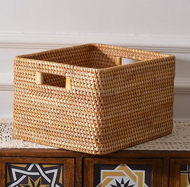 Extra Large Storage Baskets for Living Room, Storage Baskets for Clothes, Rectangular Storage Basket for Shelves, Woven Rattan Storage Basket for Kitchen-Art Painting Canvas