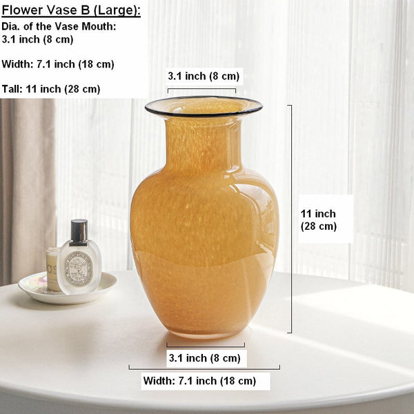 Handmade Liuli Vases, Color Glaze Vase, Contemporary Vases for Modern Home Decor, Yellow Glass Bud Vases, Centerpiece Vases on Table-Art Painting Canvas