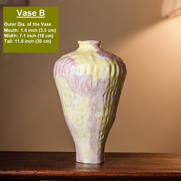 Handmade Water Holding Flower Vases, Modern Bouquet Flower Vases, Centerpiece on Dining Table, Large Flower Vase on Table, Pottery Flower Vases-Art Painting Canvas