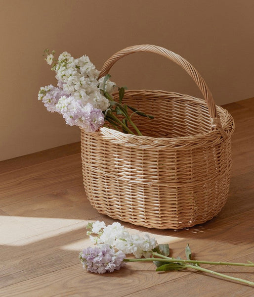 Hand-woven Wicker Storage Basket, Natural Fruit Basket, Storage Basket for Kitchen, Picnic Storage Basket with Handle, Willow Weaving Storage Basket for Shelves-Art Painting Canvas