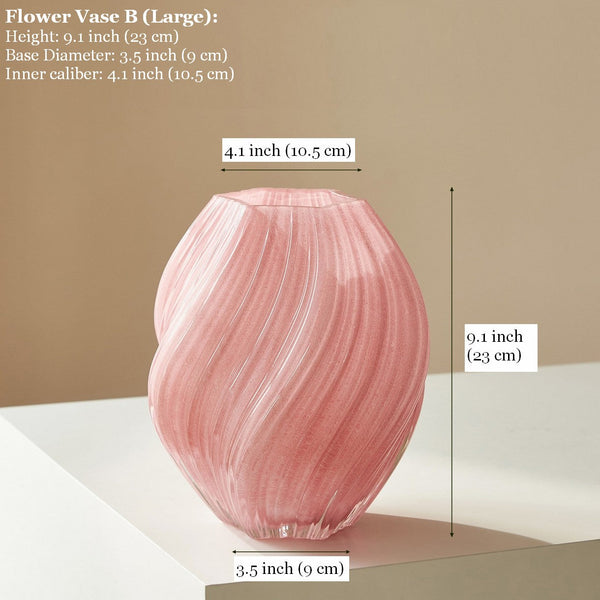 Modern Vases for Living Room, Unique Decorative Glass Vase, Centerpiece Vases on Table, Handmade Contemporary Glass Vases, Mid Century Pink Vases for Flowers-Art Painting Canvas