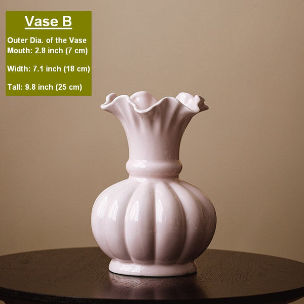 Handmade Water Holding Flower Vase, Ceramic Bud Vases, Small Flower Vases on Table, Rustic Porcelain Flower Vases-Art Painting Canvas