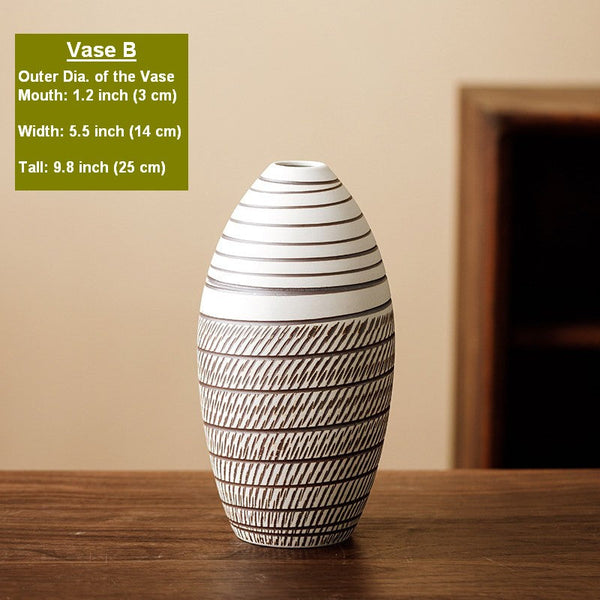 Modern Bouquet Flower Vases, Centerpiece on Dining Table, Large Flower Vase on Table, Handmade Pottery Flower Vases Urn, Water Holding Flower Vases-Art Painting Canvas